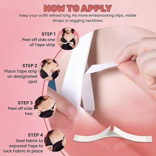 Pack of 20 Double Sided Body Adhesive Tape | Invisible and Wateproof