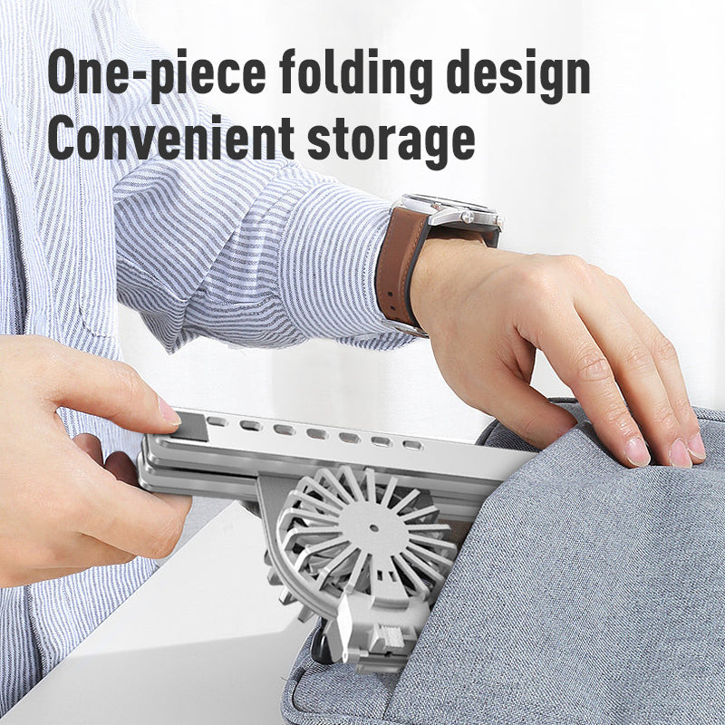 Pure Aluminum Laptop Stand with Cooling Fan | Portable and Foldable