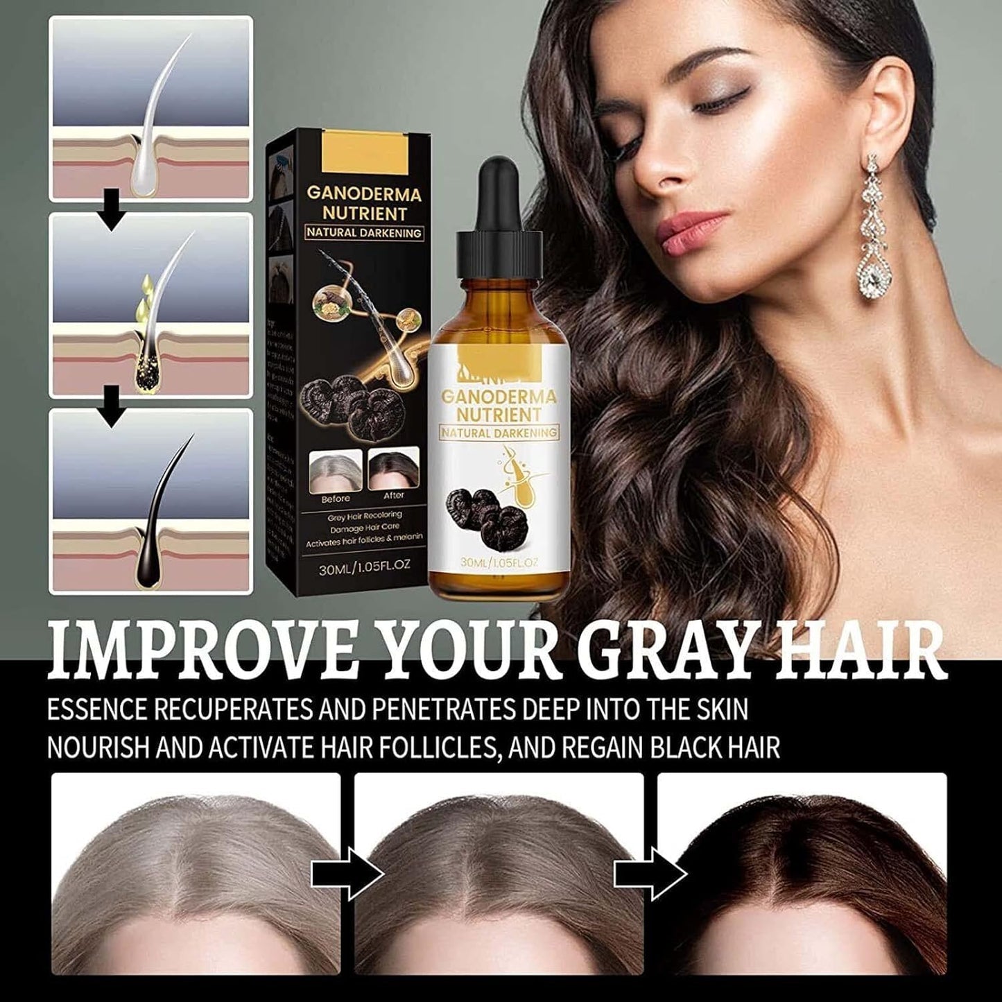 🤩 Ganoderma Anti-Greying Hair Serum | Buy 1 Get 1 Free 🤩