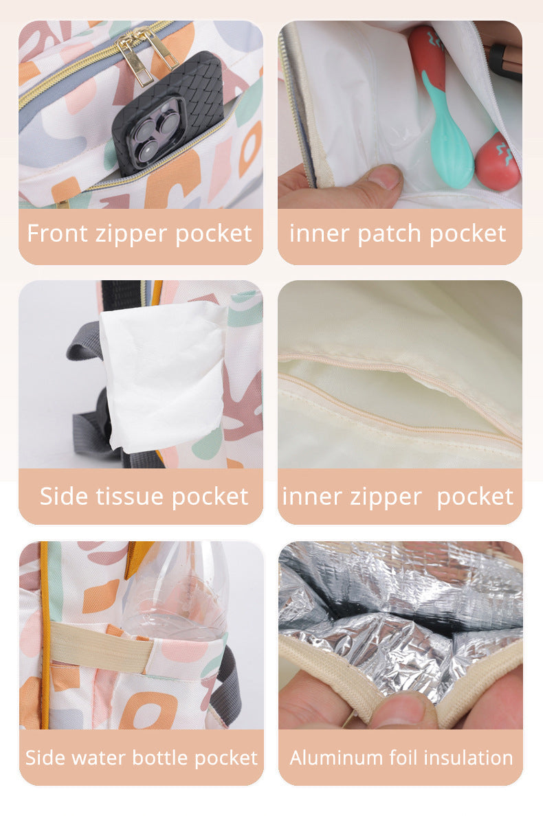 Mummy Maternity Large Storage Bag with USB Charging Port and Hanging Belt